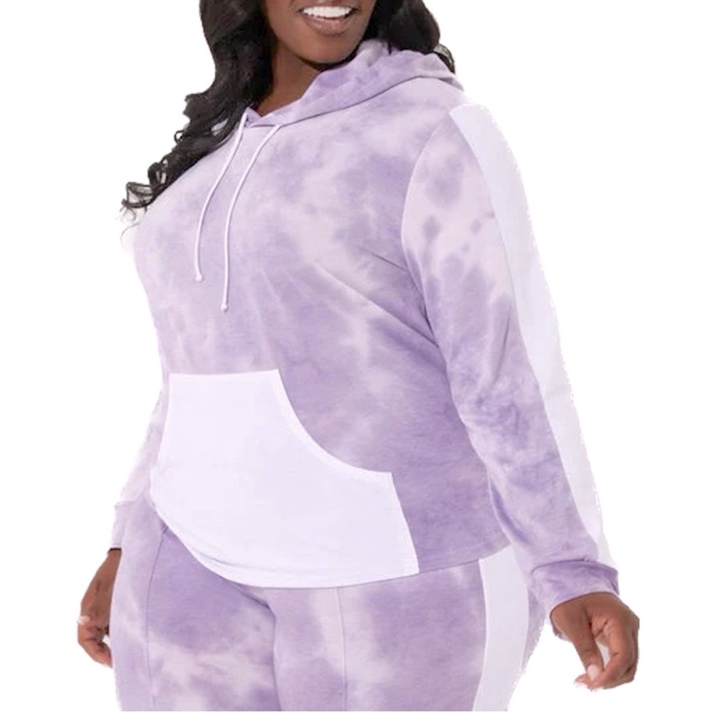 Ashley Stewart Lavender Tie Dye French Terry Hoodie (5A05.13)